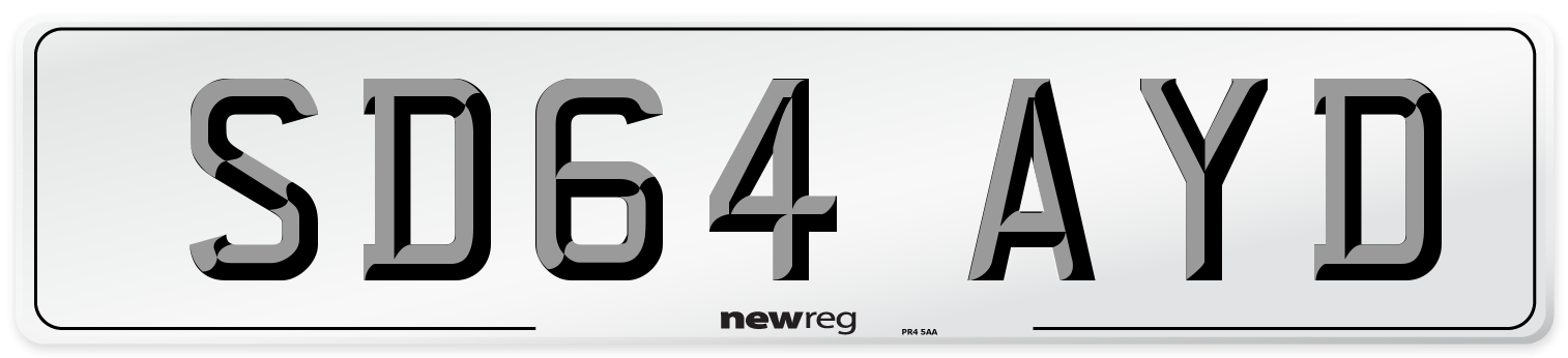 SD64 AYD Number Plate from New Reg